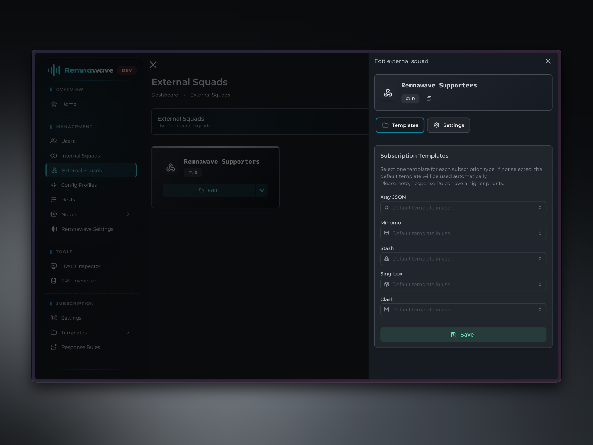 External Squad Templates