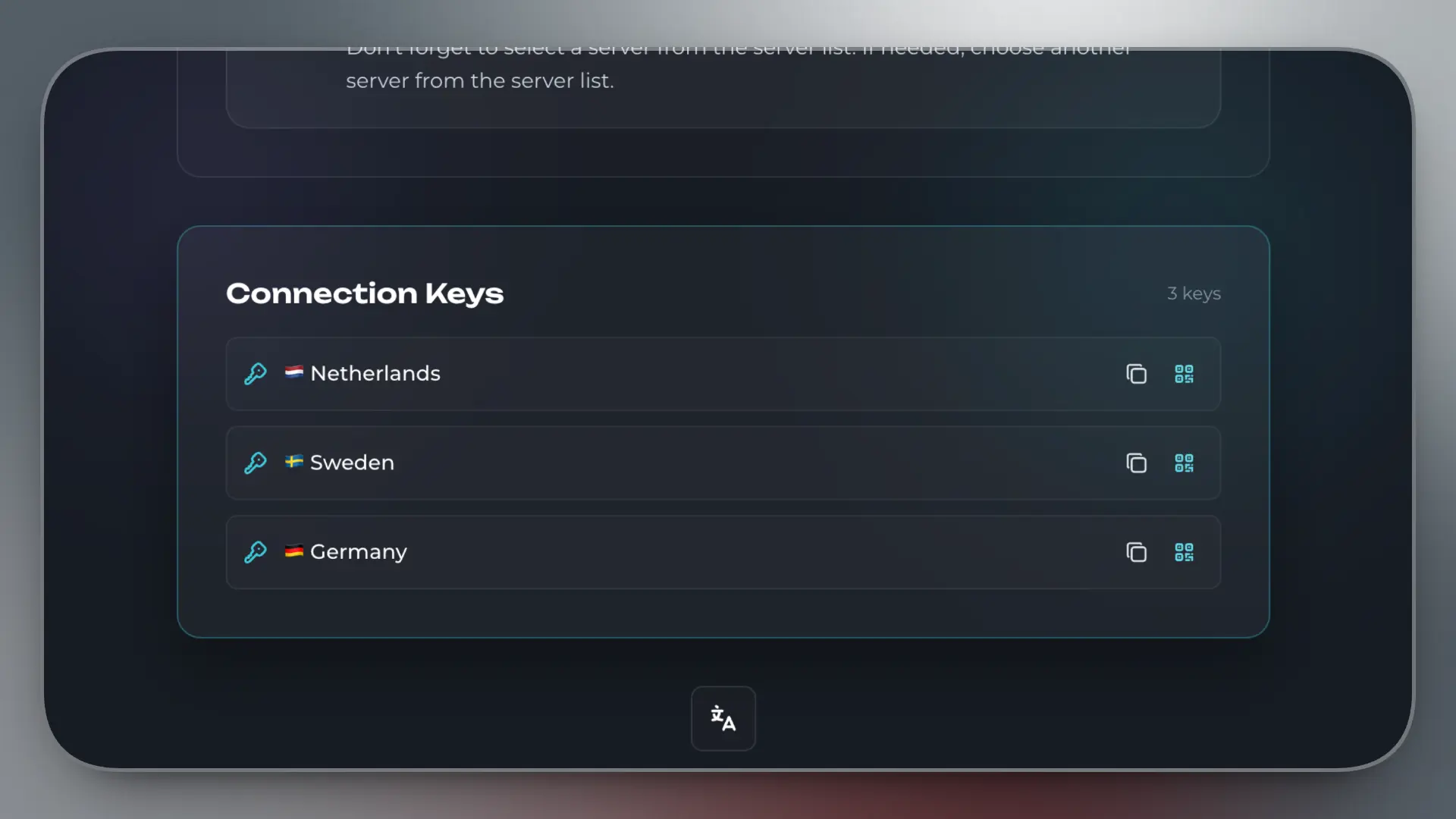Display raw keys
