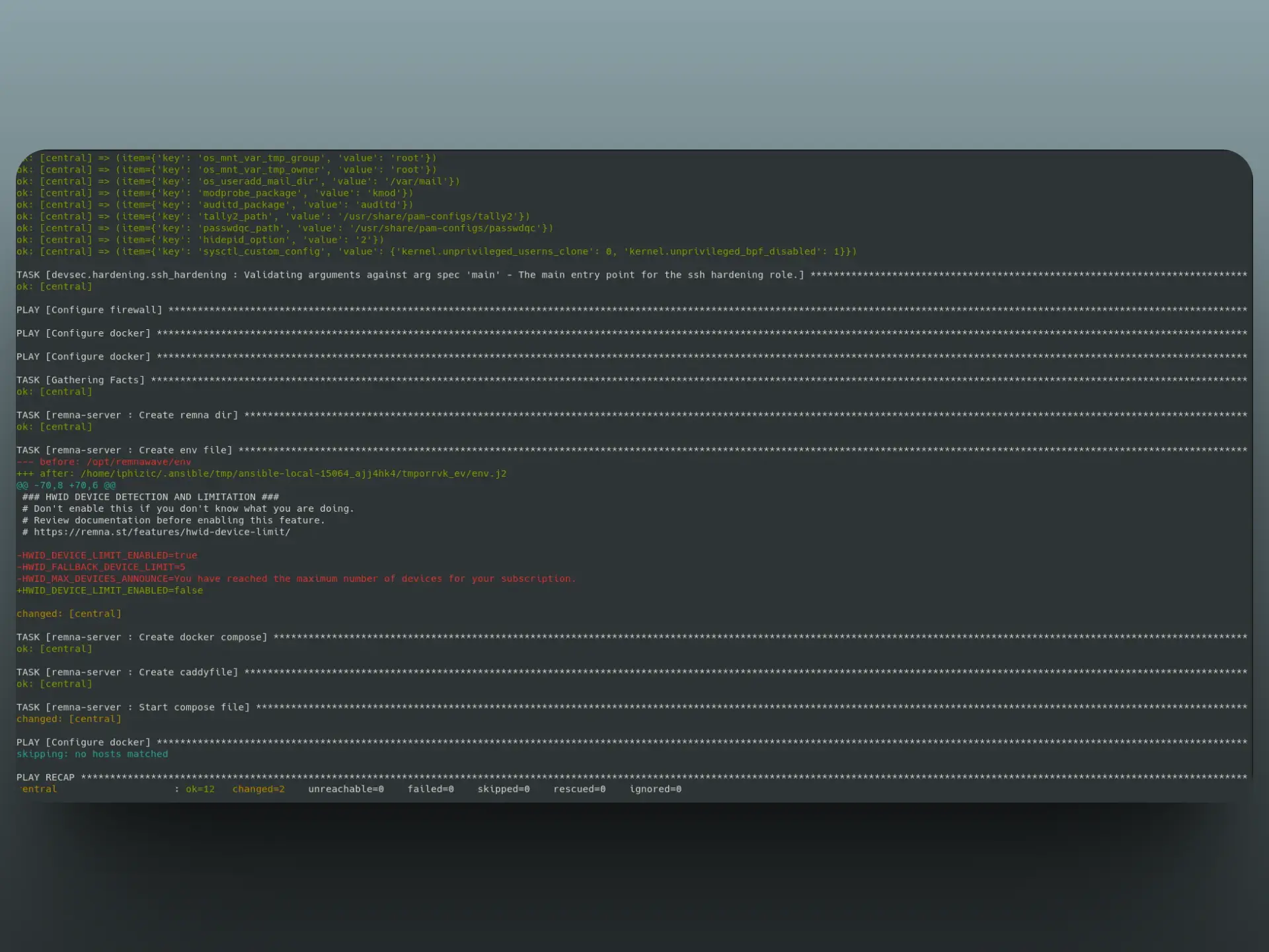 Ansible playbook for Install Remnawave